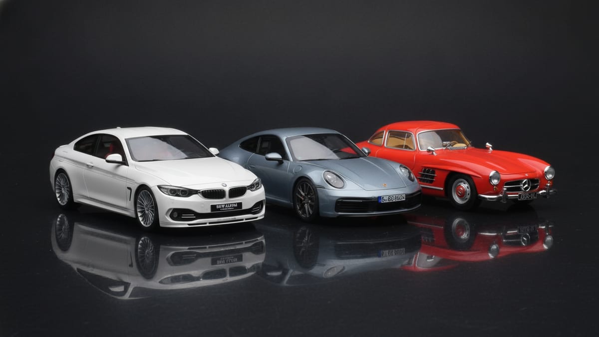 Miniatura Porsche à escala 1:18 em fundo de estúdio limpo &mdash; oferta de primeira encomenda da Models118