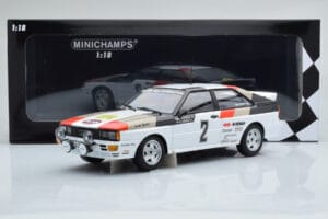 Audi Quattro Audi Sport #1 H. Mikkola / A. Hertz Winners International Swedish Rally 1981 Minichamps 1:18 155811102 Metal - imagem 6 de 6