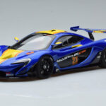 McLaren P1 GTR Azul Com Riscas Amarelas AUTOart 1:18