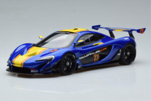 McLaren P1 GTR Azul Com Riscas Amarelas AUTOart 1:18