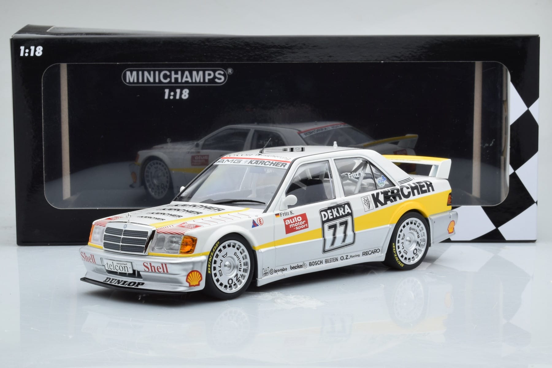 Mercedes 190E 2.5-16 W201 EVO 1 Karcher #77 F. Kreutzpointer Team AMG-Mercedes DTM 1990 Minichamps 1:18 155903677 Metal - imagem 6 de 6
