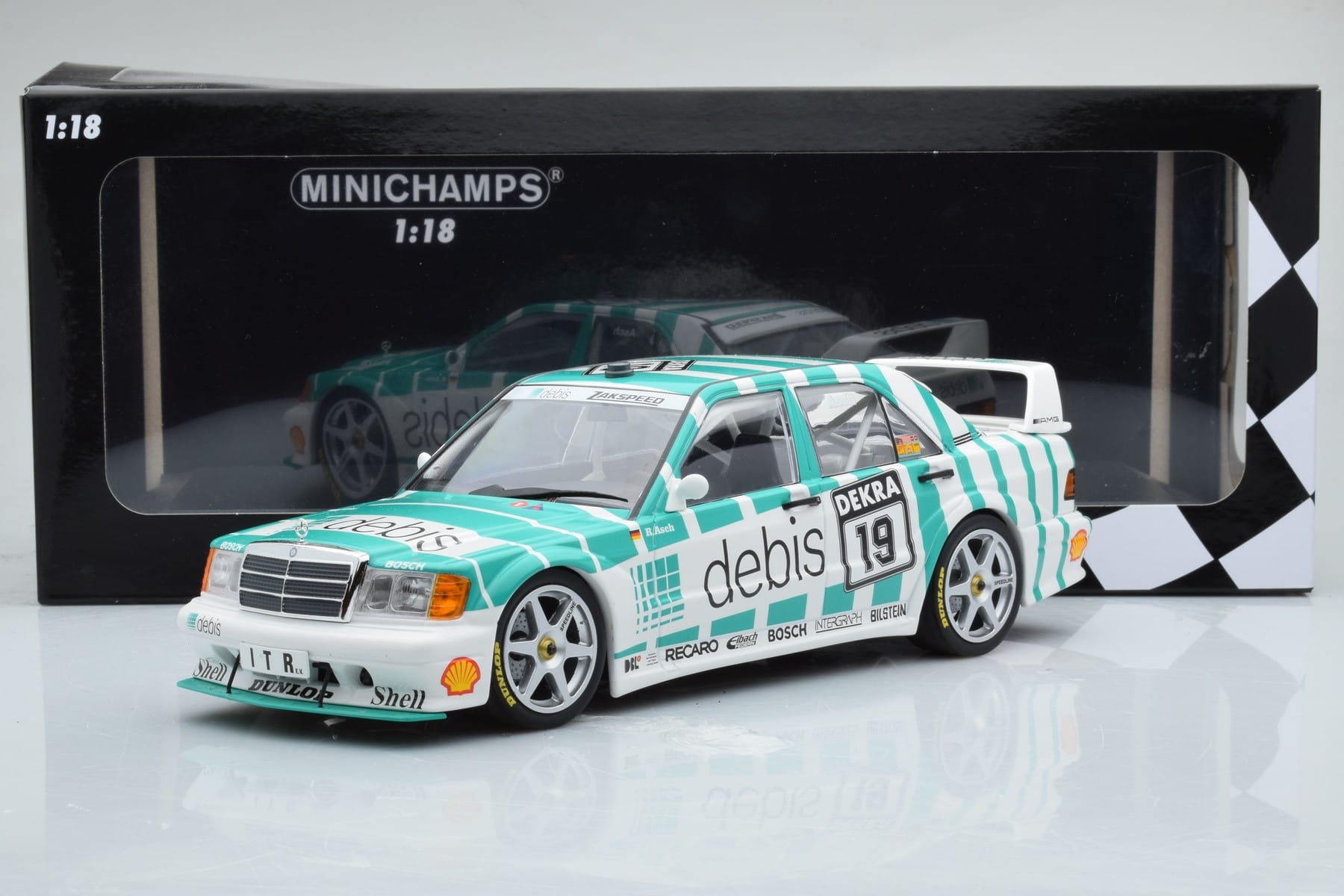 Mercedes 190E 2.5-16 W201 EVO 2 Debis #19 R. Asch Team Zackspeed DTM 1991 Minichamps 1:18 155913619 Metal - imagem 6 de 6