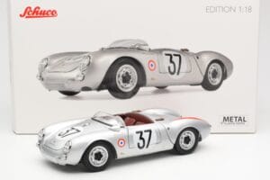 Porsche 550 RS Spyder #37 H. Polensky / R. von Frankenberg 24 Hours of Le Mans 1955 Schuco 1:18 450033400 Metal - imagem 8 de 8
