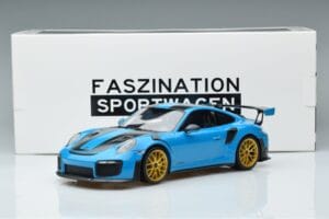 Porsche 911 991.2 GT3 RS Weissach Package Miami Azul Jantes Douradas Minichamps 1:18 153068310 Metal - imagem 6 de 6