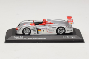 Audi R8 LMP #1 F. Biela / E. Pirro / T. Kristensen 24 Hours of Le Mans Winner 2001 Minichamps 1:43 400011201 Metal