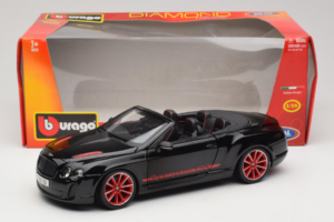 Bentley Continental Supersports ISR Cabriolet Preto Com Jantes Vermelhas Bburago 1:18 18-11035 Metal - imagem 8 de 8
