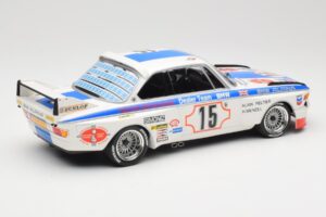 BMW 3.0 CSL E9 #15 BMW Alpina J. Peltier / H. Menzel 24 Hours of Spa 1973 Minichamps 1:18 155732695 Metal - imagem 2 de 6
