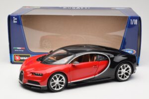 Bugatti Chiron Preto & Vermelho Bburago 1:18 18-11040 Metal - imagem 8 de 8
