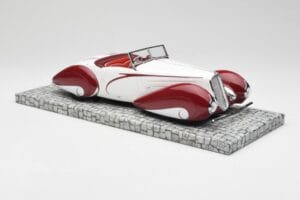 Delahaye Type 135 M Cabriolet Branco Vermelho Minichamps 1:18 107116161 Resina - imagem 4 de 6