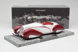 Delahaye Type 135 M Cabriolet Branco Vermelho Minichamps 1:18 107116161 Resina - imagem 6 de 6