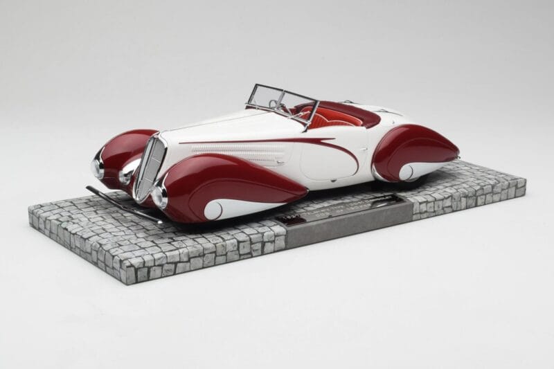 Delahaye Type 135 M Cabriolet Branco Vermelho Minichamps 1:18 107116161 Resina