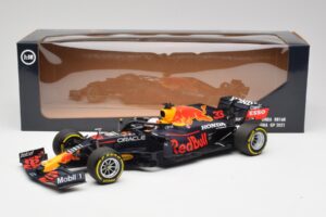 Red Bull RB16B #33 M. Verstappen Emilia Romagna GP Winner Mid Race Tyres 2021 Minichamps 1:18 110210133 Metal - imagem 6 de 7