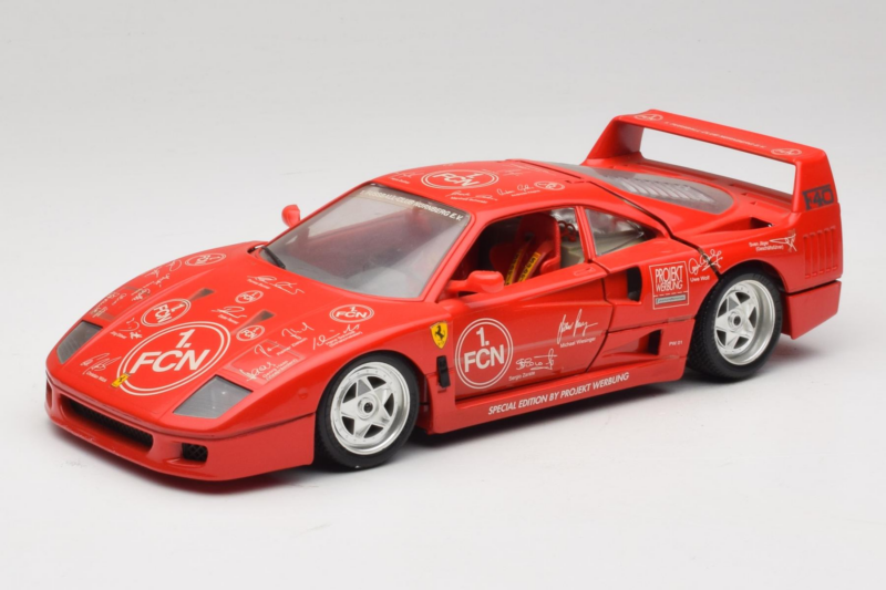 Ferrari F40 Evoluzione FC Nürnberg Special Edition Vermelho Bburago 1:18 3042-FCN Metal