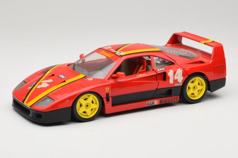 Ferrari F40 Evoluzione #14 L. Dalla Noce H&R Vermelho com Rodas Amarelas 1992 Bburago 1:18 3042-H1 Metal
