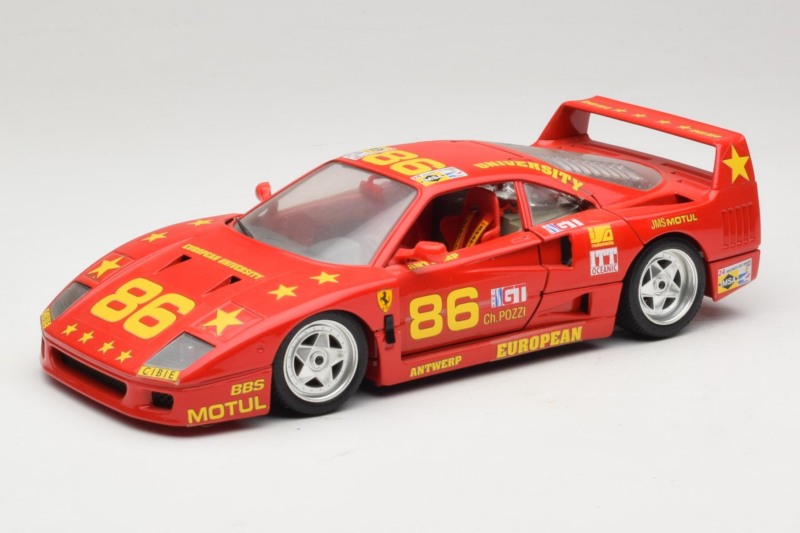 Ferrari F40 LM #86 Ch. Pozzi IMSA 24 Hours of Le Mans 1985 Vermelho Bburago 1:18 3332-P6 Metal