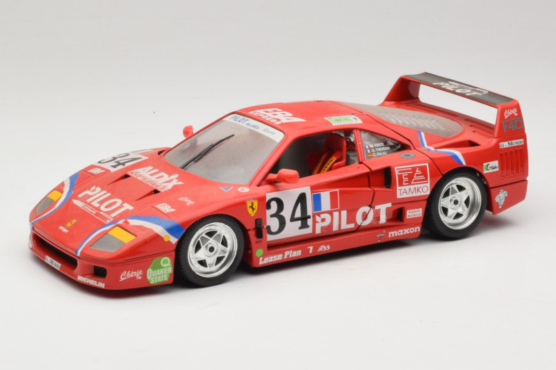 Ferrari F40 LM Pilot #34 Ferte / Thavenin / Palau 24 Hours of Le Mans 1995 Vermelho Bburago 1:18 3032-P3 Metal