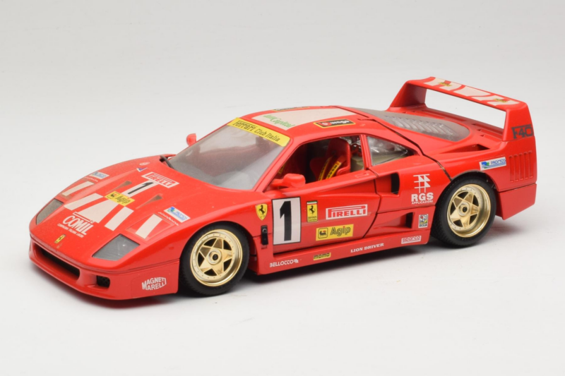 Ferrari F40 Evoluzione #1 Pirelli Agip Vermelho com Rodas Douradas 1992 Bburago 1:18 3042-P2 Metal