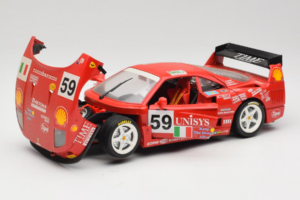 Ferrari F40 LM Unisys #59 Ota / P. Nappi / R. Donovan 24 Hours of Le Mans 1996 Bburago 1:18 3032-U1 Metal - imagem 2 de 8