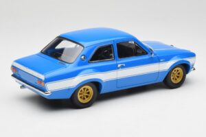 Ford Escort Mk1 RS 1600 Azul Branco Riscas Minichamps 1:18 100688102 Metal - imagem 3 de 8