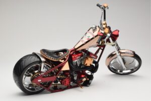 Harley-Davidson West Coast Choppers Diablo Soft Tail Ouro Vermelho Minichamps 1:5 JJ04-05-03 Metal - imagem 2 de 6