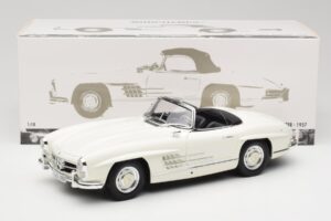 Mercedes 300 SL W198 Roadster Branco Com Capota Suave Minichamps 1:18 180039034 Metal - imagem 9 de 9