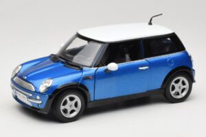 Mini Cooper R50 Azul com Teto Branco Mondo Motors 1:18 MINI004 Metal