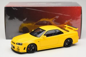 Nissan Skyline GT-R R34 Customized Version Amarelo MotorHelix 1:18 M83412 Metal - imagem 8 de 8