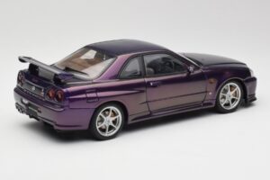 Nissan Skyline GT-R R34 V-Spec Midnight Roxo AUTOart 1:18 77305 Metal - imagem 3 de 8