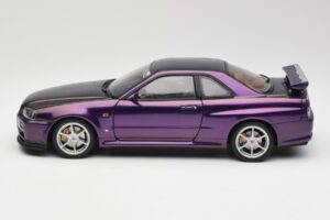 Nissan Skyline GT-R R34 V-Spec Midnight Roxo AUTOart 1:18 77305 Metal - imagem 4 de 8