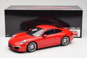 Porsche 911 991 Carrera S Guards Vermelho Minichamps 1:18 100061020 Metal - imagem 8 de 8