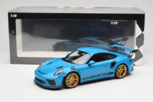 Porsche 911 991.2 GT3 RS Azul com Jantes Douradas Minichamps 1:18 155068222 Metal - imagem 6 de 6