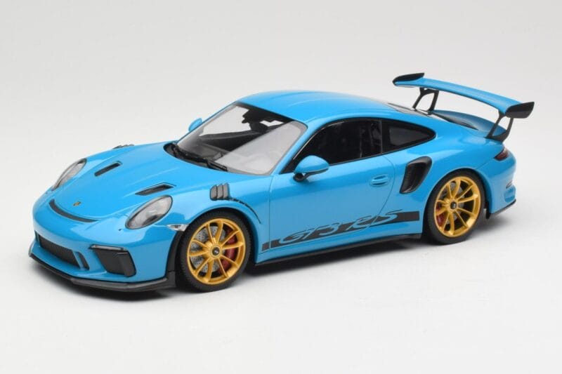 Porsche 911 991.2 GT3 RS Azul com Jantes Douradas Minichamps 1:18 155068222 Metal