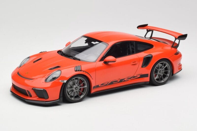 Porsche 911 991.2 GT3 RS Lava Orange & Jantes Prateadas Minichamps 1:18 155068225 Metal
