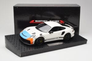Porsche 911 991.2 GT3 RS Manthey Racing Branco & Azul & Laranja Minichamps 1:18 MR-911-GT3RS-1805 Metal - imagem 6 de 6