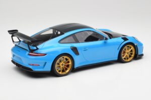 Porsche 911 991.2 GT3 RS Weissach Package Azul & Rodas Douradas Minichamps 1:18 153068232 Metal - imagem 2 de 6