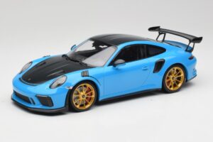 Porsche 911 991.2 GT3 RS Weissach Package Azul & Rodas Douradas Minichamps 1:18 153068232 Metal