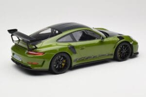 Porsche 911 991.2 GT3 RS Weissach Package Lizard Green Wording & Jantes Magnésio Pretas Minichamps 1:18 155068232 Metal - imagem 2 de 6