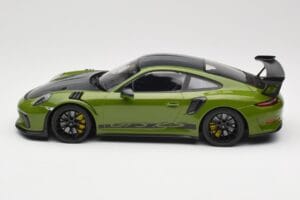 Porsche 911 991.2 GT3 RS Weissach Package Lizard Green Wording & Jantes Magnésio Pretas Minichamps 1:18 155068232 Metal - imagem 3 de 6