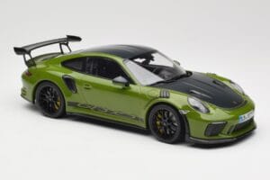 Porsche 911 991.2 GT3 RS Weissach Package Lizard Green Wording & Jantes Magnésio Pretas Minichamps 1:18 155068232 Metal - imagem 4 de 6