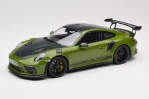 Porsche 911 991.2 GT3 RS Weissach Package Lizard Green Wording & Jantes Magnésio Pretas Minichamps 1:18 155068232 Metal