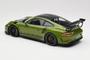 Porsche 911 991.2 GT3 RS Weissach Package Lizard Green Wording & Jantes Magnésio Pretas Minichamps 1:18 155068232 Metal - imagem 5 de 6