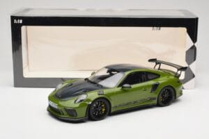 Porsche 911 991.2 GT3 RS Weissach Package Lizard Green Wording & Jantes Magnésio Pretas Minichamps 1:18 155068232 Metal - imagem 6 de 6