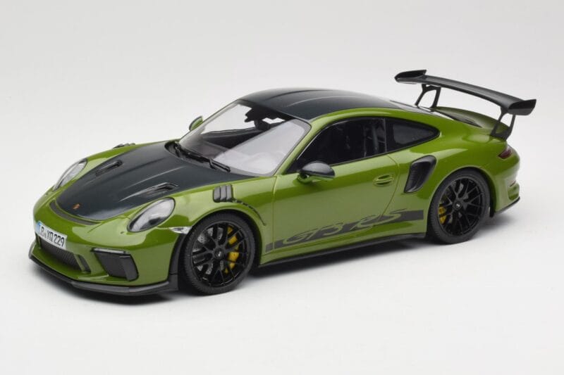Porsche 911 991.2 GT3 RS Weissach Package Lizard Green Wording & Jantes Magnésio Pretas Minichamps 1:18 155068232 Metal