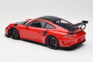 Porsche 911 991.2 GT3 RS Weissach Package Vermelho com Jantes Pretas Minichamps 1:18 155068230 Metal - imagem 5 de 6