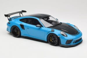 Porsche 911 991.2 GT3 RS Weissach Package Shark Blue Jantes Magnesio Pretas Minichamps 1:18 153068224 Metal - imagem 4 de 6
