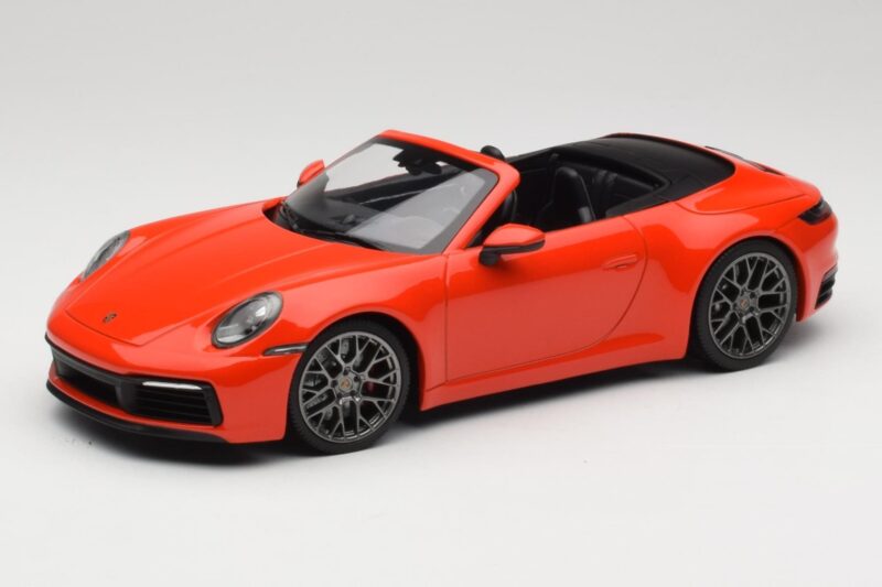Porsche 911 992 Carrera 4S Cabriolet Laranja Minichamps 1:18 155067334 Metal