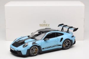 Porsche 911 992 GT3 RS Weissach Pack Gulf Blue Norev 1:18 187367 Metal - imagem 8 de 8