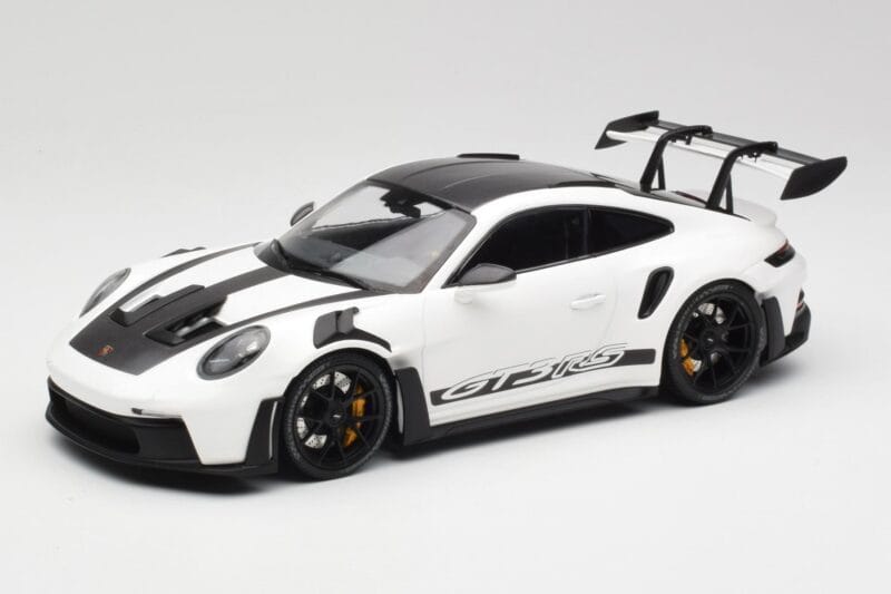 Porsche 911 992 GT3 RS Branco & Rodas Pretas Minichamps 1:18 155062230 Metal