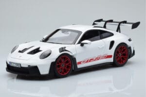 Porsche 911 992 GT3 RS Branco Pyro Vermelho Norev 1:18 187352 Metal