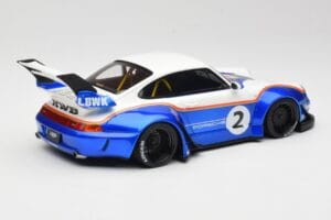 Porsche 911 993 RWB X Liberty Walk Branco Com Azul GT Spirit 1:18 GT530 Resina - imagem 2 de 8